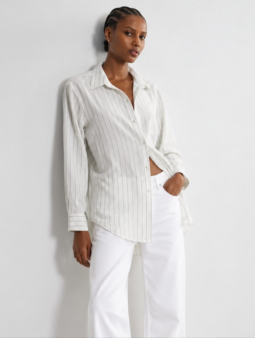 Arirzia Babton White Pinstripe Long Sleeve Button Down Shirt Size S